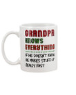 Gift For Family Grandpa Knows Everything Plaid Red And Green Mug