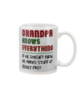 Gift For Family Grandpa Knows Everything Plaid Red And Green Mug