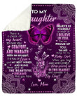 Gift For Daughter Believe In Yourself Purple Sherpa Fleece Blanket Sherpa Blanket