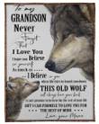 When Life Tries To Knock You Down Wolf Meme Gift For Grandson Sherpa Fleece Blanket