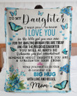 Mom Gift For Daughter Blue Butterflies Remember Whose Daughter You Are Sherpa Fleece Blanket Sherpa Blanket