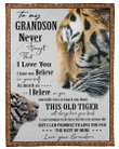 This Old Tiger Will Always Have Your Back For Grandson Sherpa Fleece Blanket