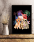 Cute Golden Retriever Under Firework Independence Gift For Dog Lovers Vertical Poster