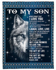Never Forget That I Love You Sparkling Sky Wolf Father Gift For Son Sherpa Fleece Blanket