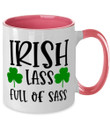 Iris Lass Full Of Sass Clover St Patrick's Day Printed Accent Mug