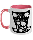 Black Hat Shamrock St Patrick's Day Printed Accent Mug White And Pink