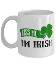 Kiss Me I'm Irish Clover St Patrick's Day Printed Mug