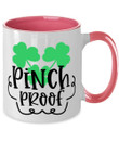 Pinch Proof White And Pink Shamrock St. Patrick's Day Printed Accent Mug