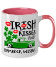 Clover St Patrick's Day Printed Accent Mug Irish Kisses And Shamrock Wishes