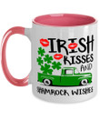 Clover St Patrick's Day Printed Accent Mug Irish Kisses And Shamrock Wishes