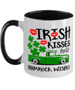 Irish Kisses And Shamrock Wishes Clover St Patrick's Day Printed Accent Mug