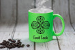 Black And White Four Leaf Shamrock St Patrick's Day Printed Accent Mug