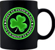Green Circle Shamrock St Patrick's Day Printed Mug Black Background