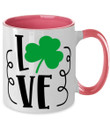 White And Pink Love Clover St Patrick's Day Printed Accent Mug