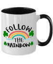 Clover St Patrick's Day Printed Accent Mug Follow The Rainbow