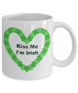 Kiss Me I'm Irish Heart Shamrock St Patrick's Day Printed Mug