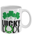 Lucky Dude Green Horseshoe Clover St Patrick's Day Printed Mug