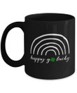 Happy Go Lucky Black And White St Patrick's Day Printed Mug