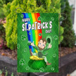 Funny Leprechaun Rainbow Clover Happy St. Patrick's Day Green Printed Garden Flag House Flag
