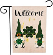Clover Gnomes Welcome St Patrick's Day Printed Garden Flag House Flag