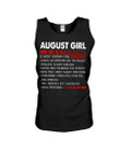 August Girl Facts Birthday Gift For Girls Unisex Tank Top