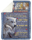 White Wolves I Met You Gift For Husband Sherpa Fleece Blanket