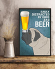 Easily Distracted By English Mastiff Dogs And Beer Gift For Dog Lovers Vertical Poster
