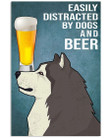 Alaskan Malamute And Beer Gift For Dog Lovers Vertical Poster
