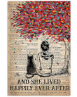 Cat And She Sitting Under Colorful Tree Lived Happily Ever After Vertical Poster
