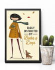 Autumn Girl Easily Distracted By Books And Dogs Vertical Poster