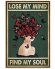 Retro Green Find My Soul Butterfly Lady Vertical Poster