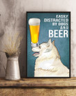 Cute Samoyed Dogs And Beer Gift For Dog Lovers Vertical Poster
