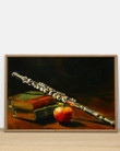 Art Vintage Book Apple Flute Gift For Flute Players Horizontal Poster