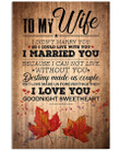 Maple Leaf Love You Goodnight Gift For Wife Vertical Poster
