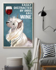 Easily Distracted By Chinese Crested Dogs And Red Wine Gift For Dog Lovers Vertical Poster