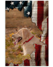 Cute Larbador Dog Behind American Flag Gift For Dog Lovers Vertical Poster