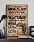 How Much We Love You T Rex Mom And Dad Gift For Son Vertical Poster