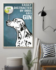Cute Dalmatian And Gin Blue Background Gift For Dog Lovers Vertical Poster