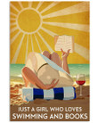 Just A Girl Who Loves Swimming And Books Vertical Poster