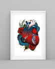 Meaningful Gift For Cardiologist Heart Anatomy Flowers Design Vertical Poster