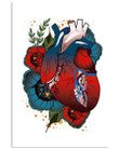 Meaningful Gift For Cardiologist Heart Anatomy Flowers Design Vertical Poster