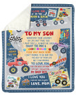 Enjoy The Ride Truck Cartoon Mom Gift For Son Sherpa Fleece Blanket