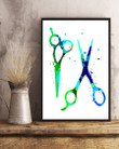 Meaningful Gift For Hairstylist Watercolor Scissors Vertical Poster