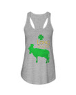 Cow Long On Luck Green St. Patrick's Day Printed Ladies Flowy Tank