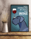 Cartoon Art Great Dane Dog And Red Wine Gift For Dog Lovers Vertical Poster