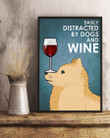 Cute Pomeranian Dog And Red Wine Gift For Dog Lovers Vertical Poster