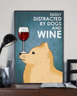 Cute Pomeranian Dog And Red Wine Gift For Dog Lovers Vertical Poster