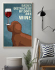 Cute Lagotto Romagna Dog And Red Wine Gift For Dog Lovers Vertical Poster
