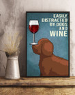 Cute Lagotto Romagna Dog And Red Wine Gift For Dog Lovers Vertical Poster