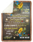 Mom Mom Gift For Granddaughter Carry You In My Heart Sunflower Sherpa Fleece Blanket
